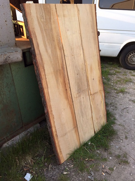 Tischplatte für Eigenbau im Set, unbesäumte Bohlen, Baumscheibe